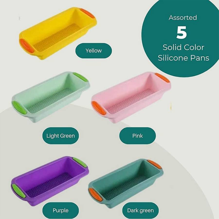 Bread Loaf Pan,5 Assorted Silicone Baking Pans,non Stick Rectangle Silicone Bread Loaf Pan,oven Bre