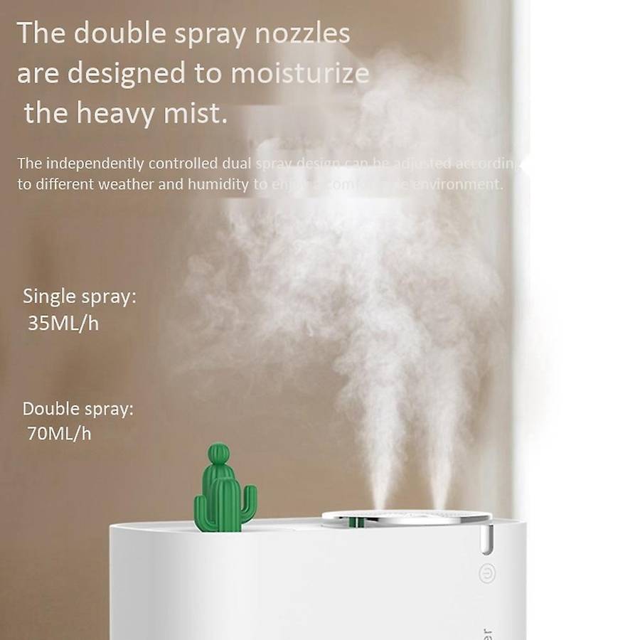 Cactus Humidifier Large Capacity 3L Double Nozzle Mute Home Office Air Humidification