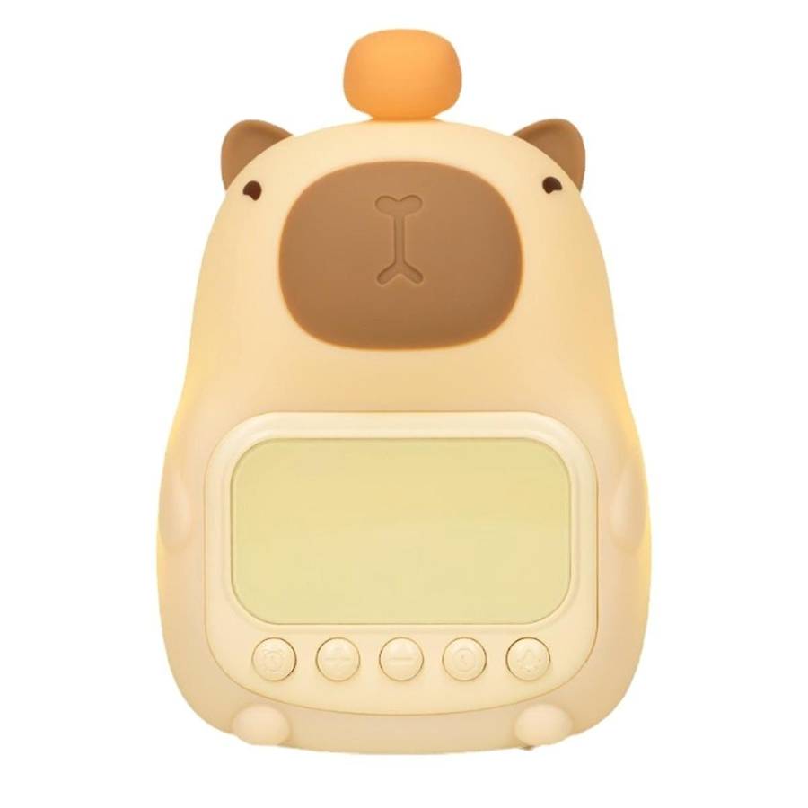 Capybara Night Light with Digital Clock, Silicone Animal Night Light Rechargeable Tabletop Decorati