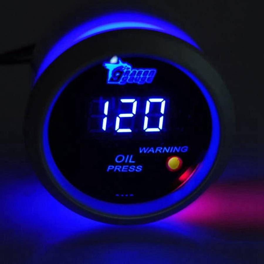 Car 2inch 52mm Digital Oil Press Pressure Gauge Blue LED Boost Gauge Water Oil Temperature Oil Press