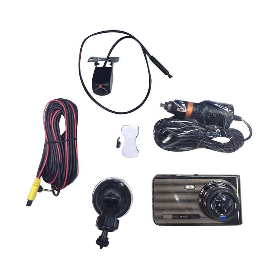 Car 4inch Ips Screen 1080p+720p Hd 140 Degree Wide Angle Camera Driving Recorder 24 Hours Parking Mo