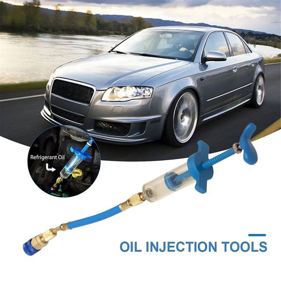 Car A/C Oil/Dye Injector 1Oz with R134a Low Side Quick Coupler Adapter 1/4 Air Conditioning Repair
