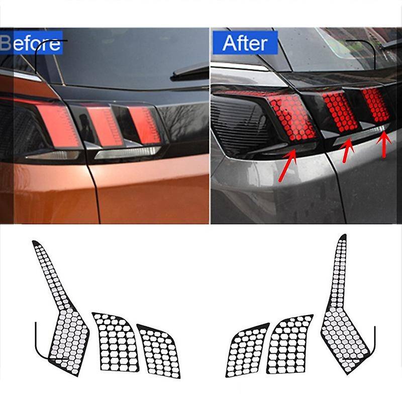 Car Auto Accessories Rear Tail Light Lamp Honeycomb Protector Sticker Accessories for 3008 / 3008 GT