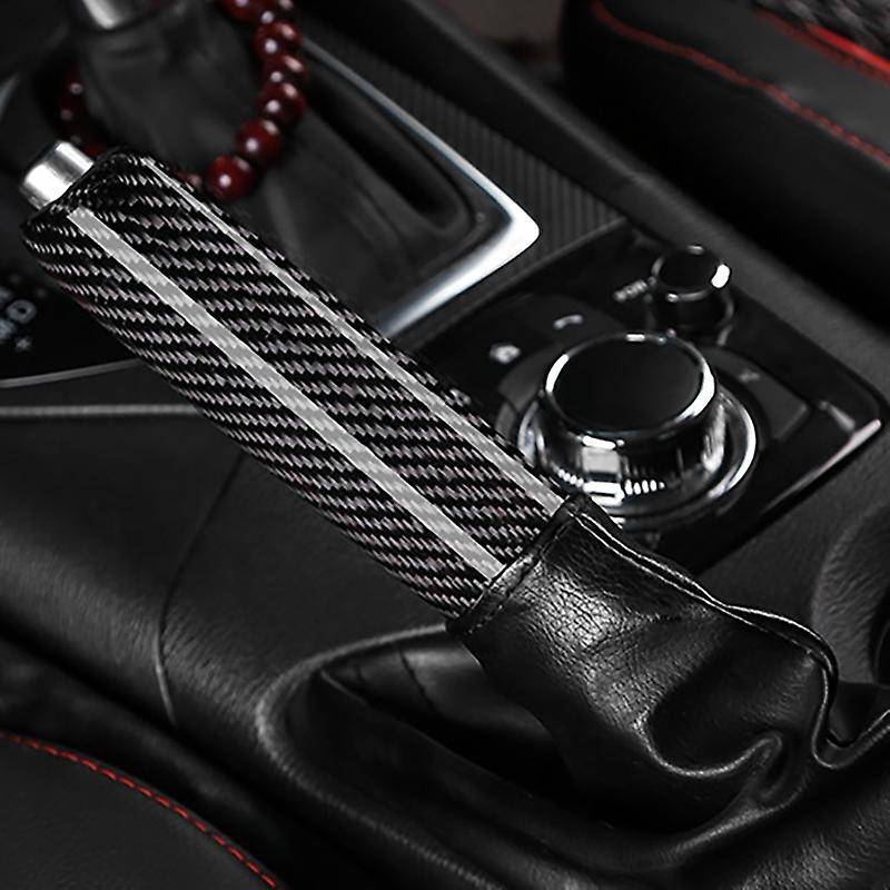 Car Black Carbon Fiber Replacement Handbrake Cover Grip Handle Lever Brake Handle Cover for 3 Axela