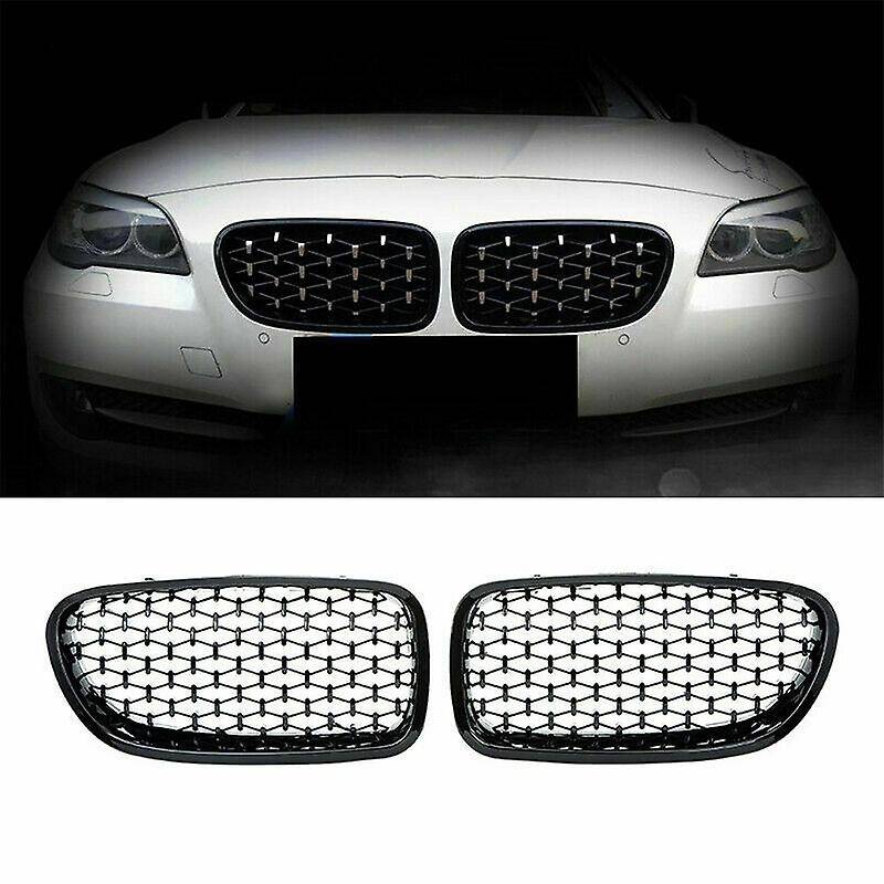 Car Black Front Bumper Diamond Kidney Grilles Grille for 5 Series F10 F11 F18 520I 528I 2010-2016