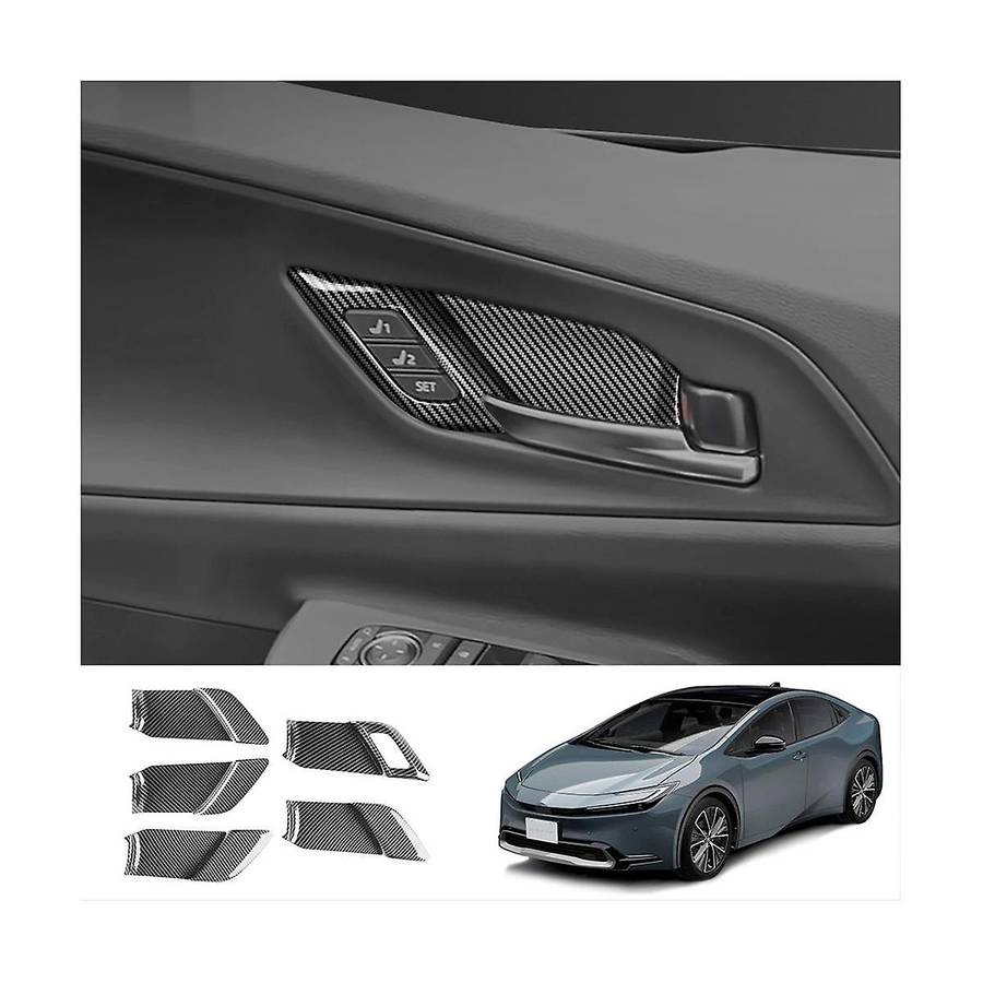 Car Carbon Fiber Door Inner Handle Bowl Frame Trims High/low Configuration 5pcs for Prius 60 Series