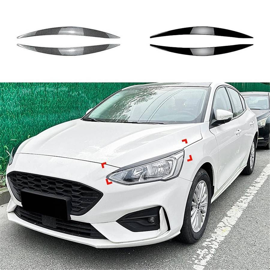 Car Carbon Fiber Pattern Headlight Lamp Eyebrows Cover Trim for Focus Mk4 2019-2021 Car Eyelids Lids