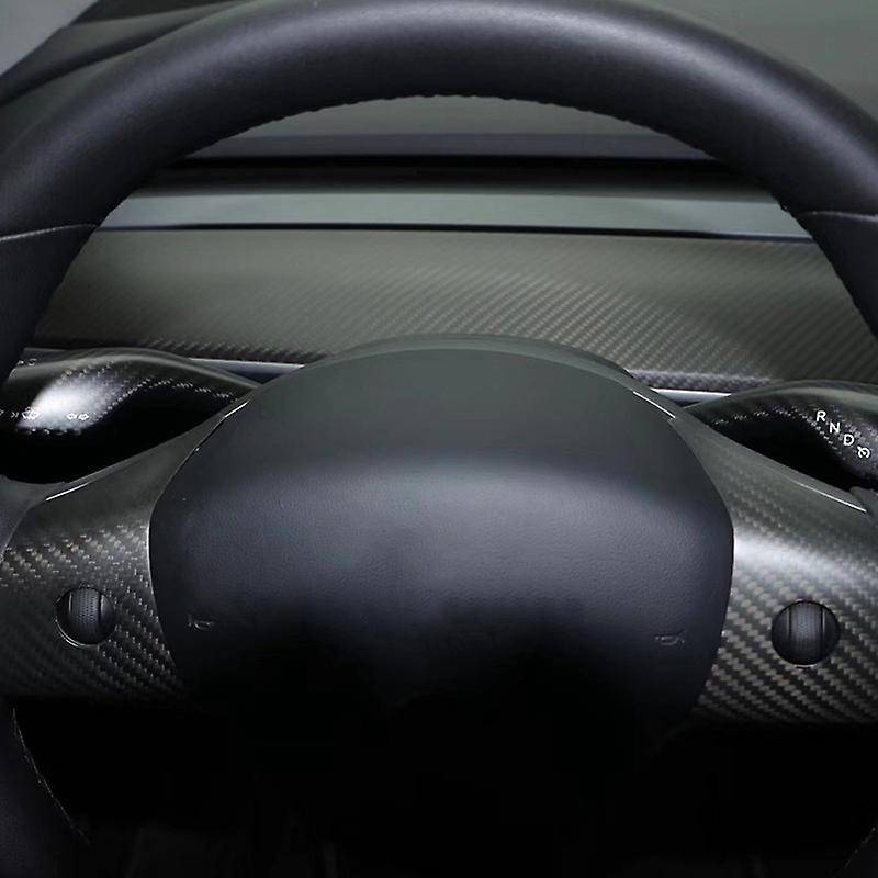 Car Carbon Fiber Wiper Shift Trim Steering Wheel Shift Paddle Cover Accessories for Model Y