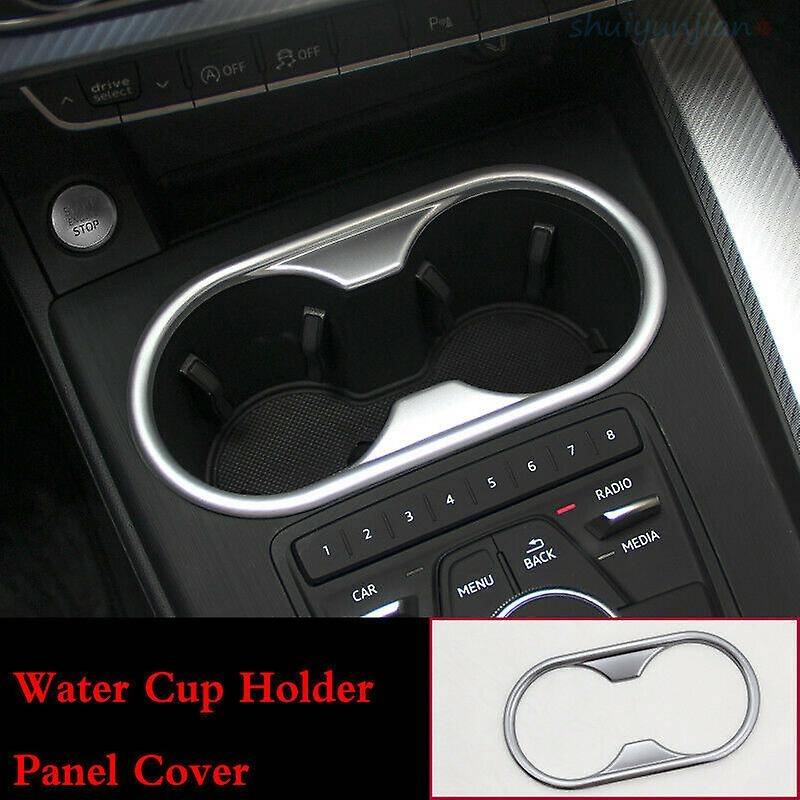 Car Chrome ABS Water Cup Holder Panel Cover Trim Frame for -A5 2018-2019 A4 B9 2017-2019
