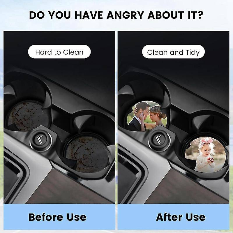 Car Coasters, Car Cup Holder Coasters with Finger Notches Keep Vehicles Safe From Cold Drink Sweat,