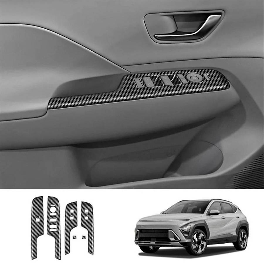 Car Door Armrest Cover Panel for 2024+ Window Glass Lift Switch Button Trim Frame Carbon Fiber Patte