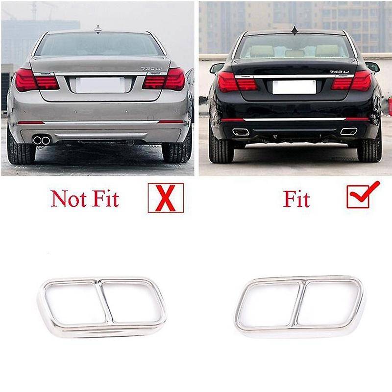 Car Exhaust Muffler Pipe Cover Trims Stainless Steel Exterior Parts for  7 Series F01 2009-2014 Silv