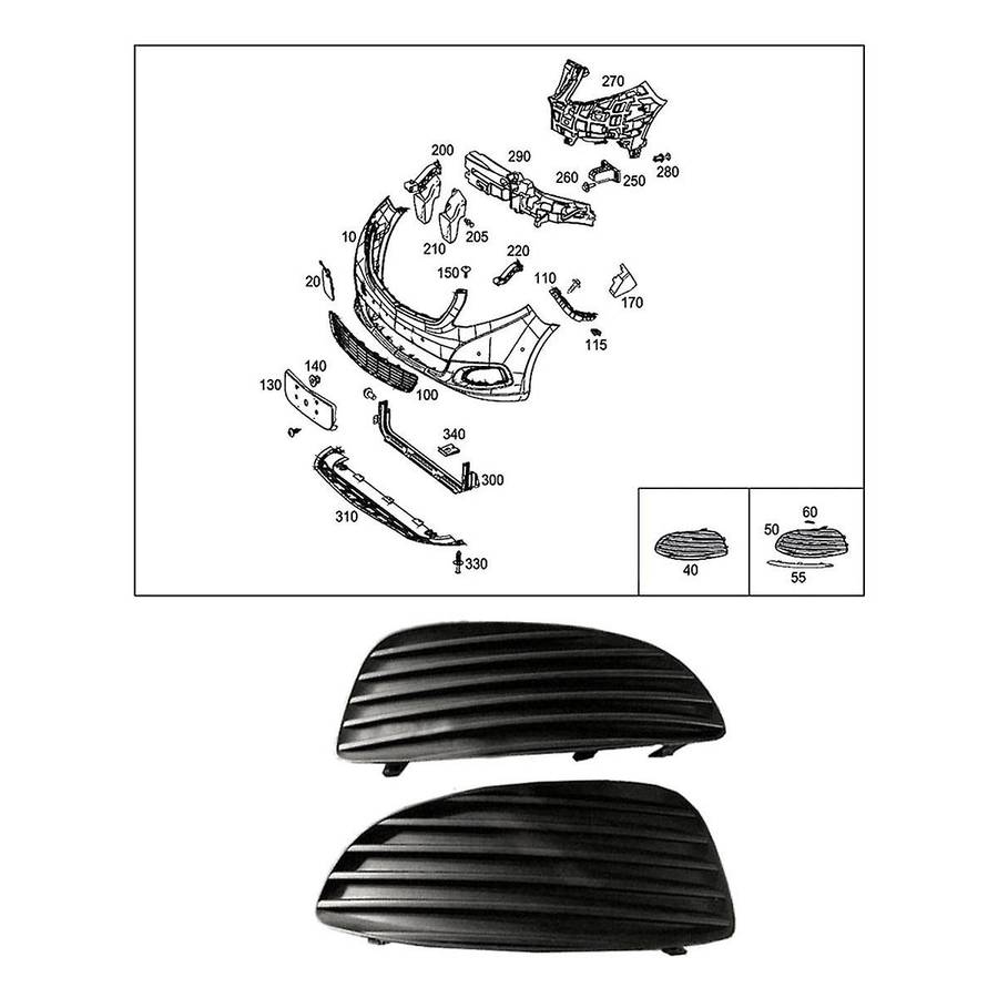 Car Fog Light Frame Base without Holes 4488840000, 4488840100 for / W448 2016-