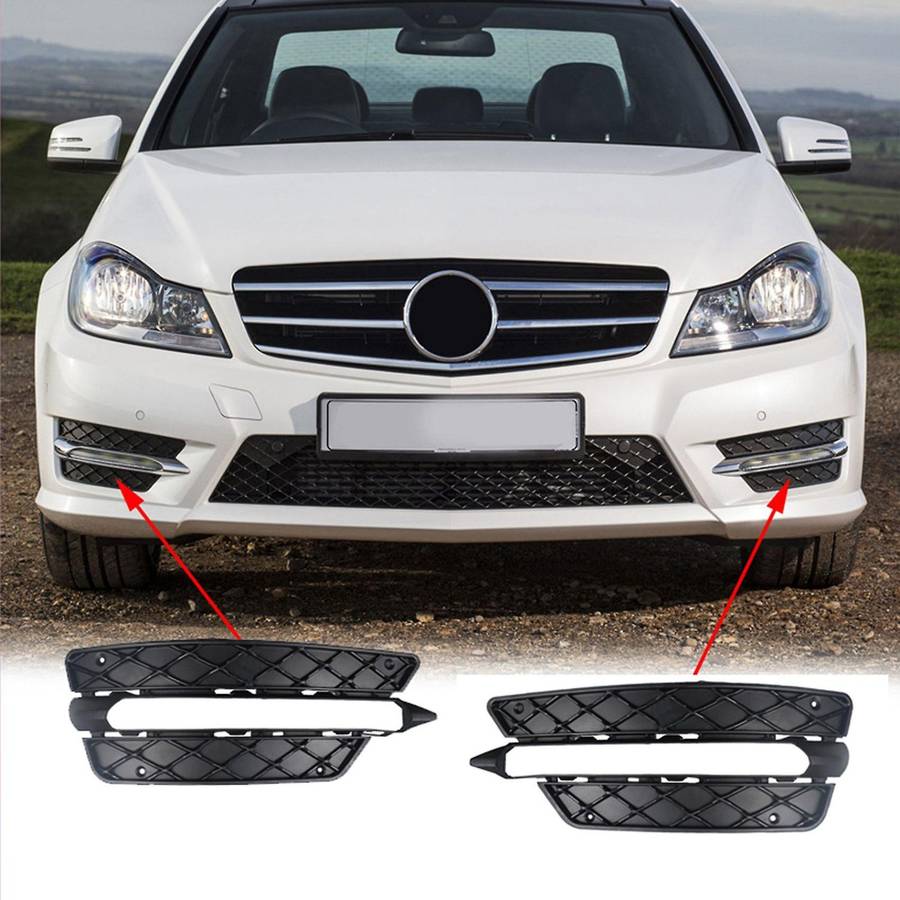 Car Front Bumper Grille Fog Lamp Cover Grille for W204 C-Class 2012-2014 2048851353 2048851453