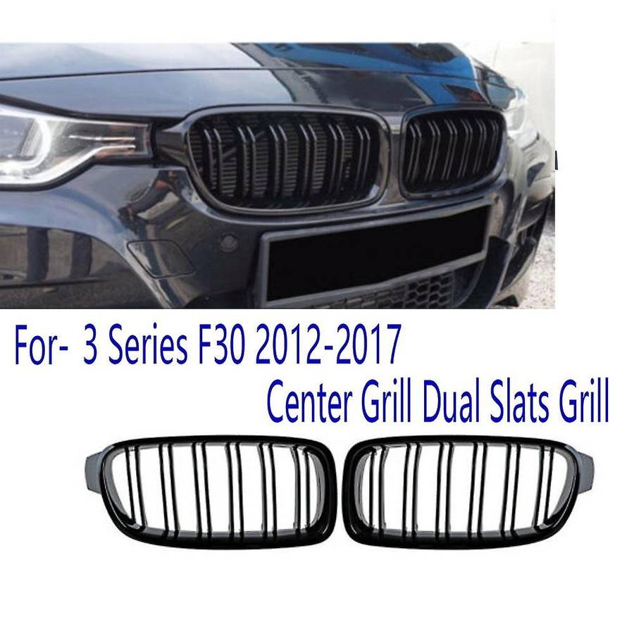Car Front Bumper Grilles Hood Center Grill Dual Slats Grill for 3 Series F30 320DX/320I/340IX 2012-2