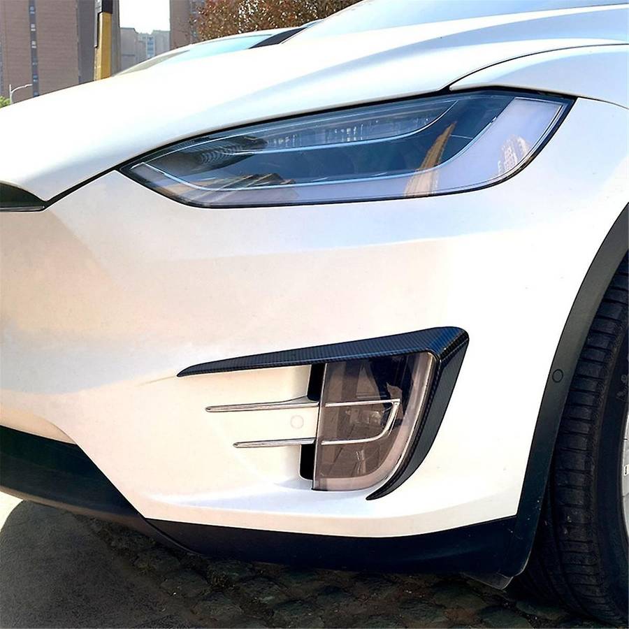 Car Front Bumper Splitter Spoiler Covers Trim Fog Lights Eyebrow Wind Knife for Model X 2015-2020 Gl