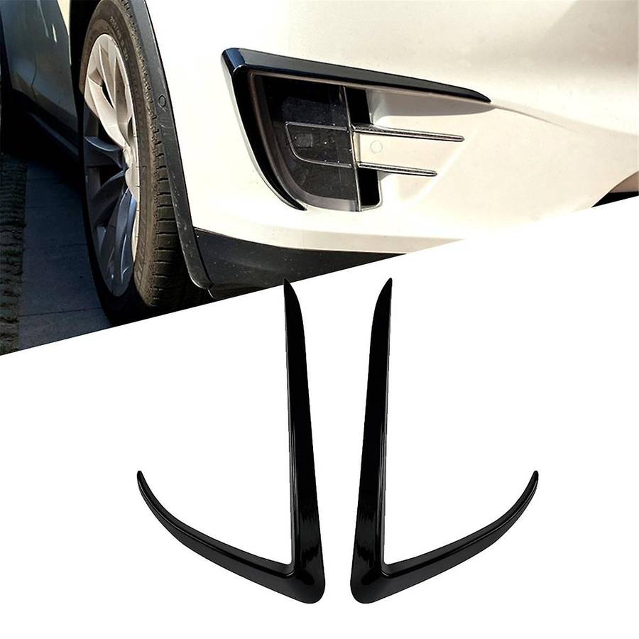 Car Front Bumper Splitter Spoiler Covers Trim Fog Lights Eyebrow Wind Knife for Model X 2015-2020 Gl