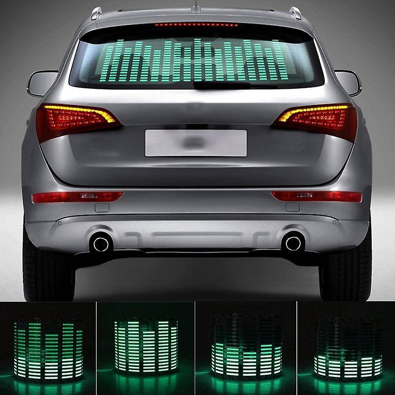 Car Green LED Music Rhythm Flash Light Sound Activated Sensor Equalizer Rear Windshield Sticker Styl
