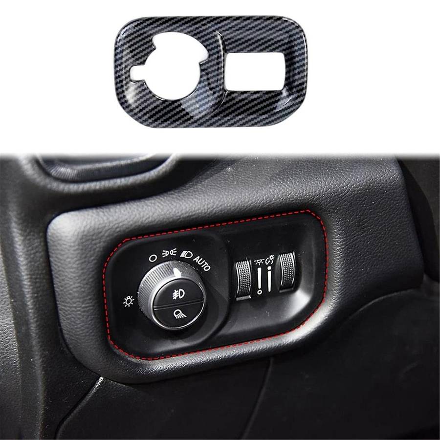 Car Headlight Switch Button Panel Cover Trim for RAM 1500 2500 3500 2019-2023 Accessories ABS Carbon