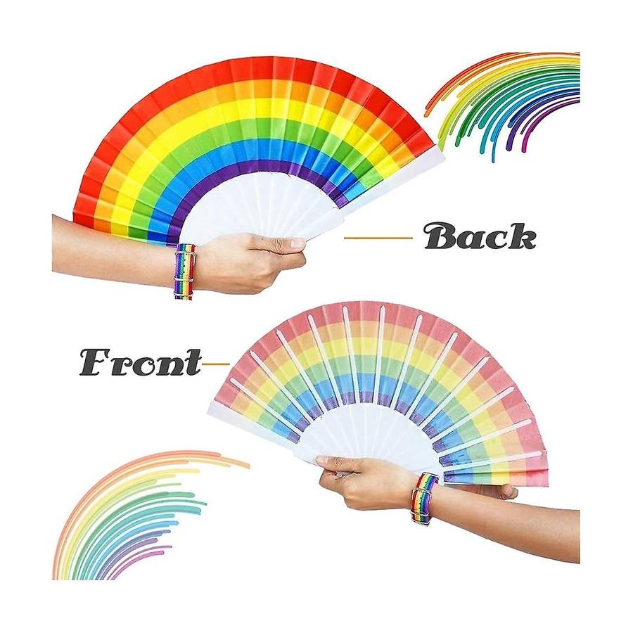 Rainbow Fan Pride Folding Handheld Fans Gay Pride Accessories Rainbow Accessories Decorations Pride