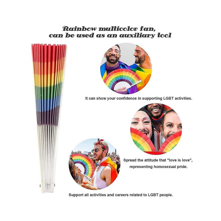Rainbow Fan Pride Folding Handheld Fans Gay Pride Accessories Rainbow Accessories Decorations Pride
