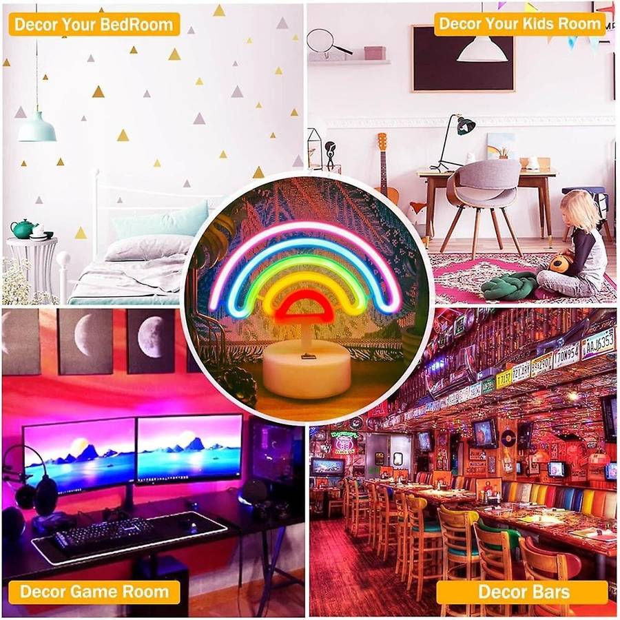 Rainbow Neon Sign Rainbow Neon Light, LED Rainbow Lamp Night Light, USB/Battery Operated Neon Sign R