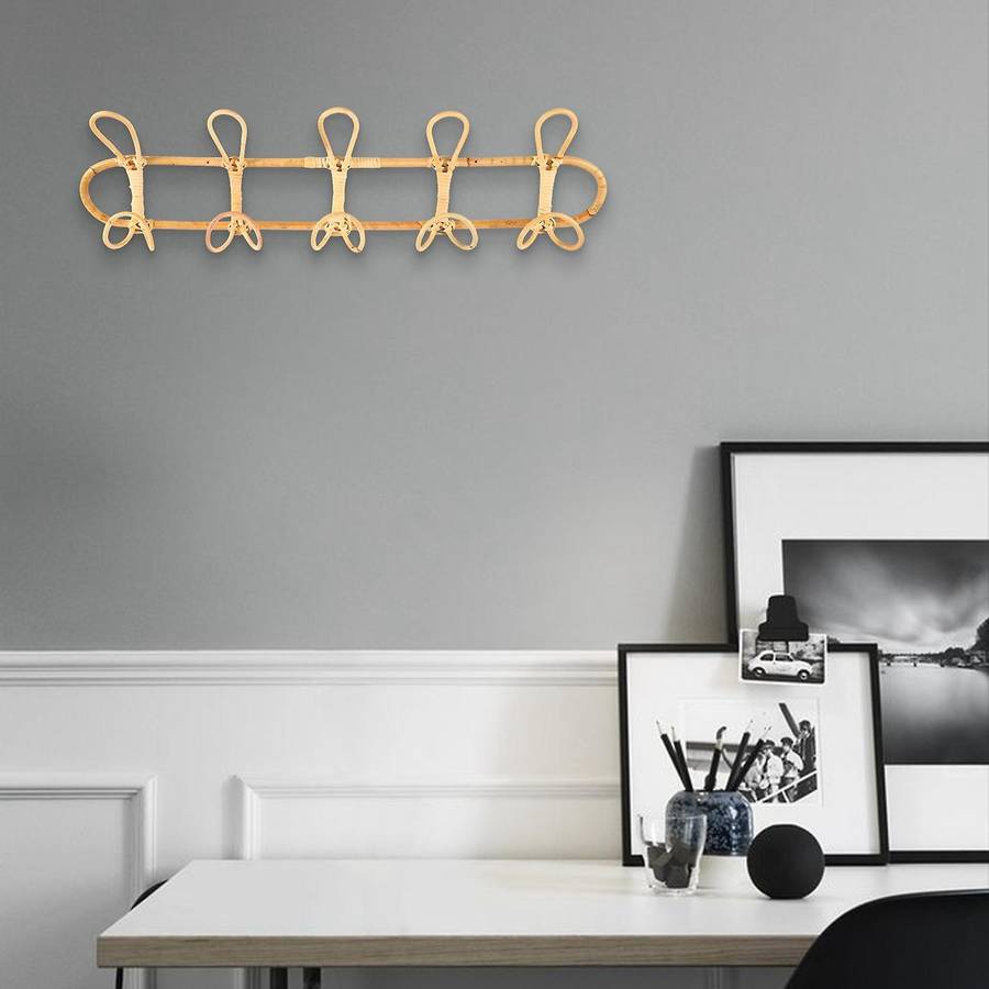 Rattan Wall Hooks Clothes Hat Hanging Hook Crochet Cloth Holder Organizer Hangers Decor for Home D