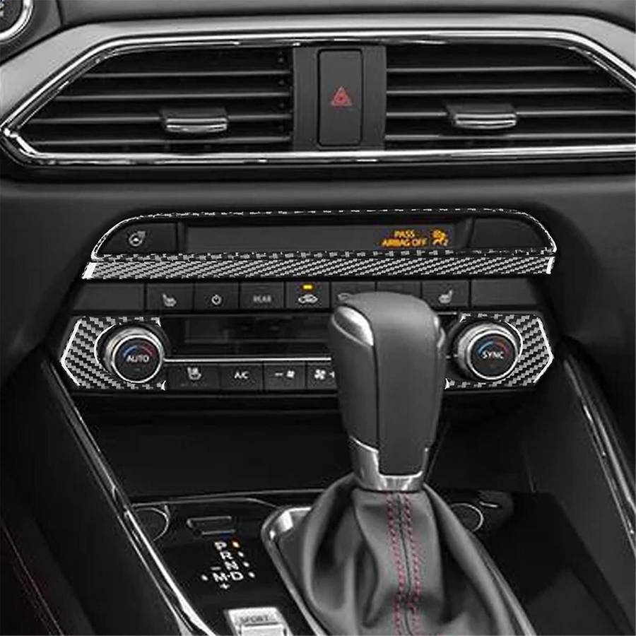 Real Carbon Fiber for CX9 -9 2016-2022 Center Console AC Knob Control Panel Cover Trim Interior Acc