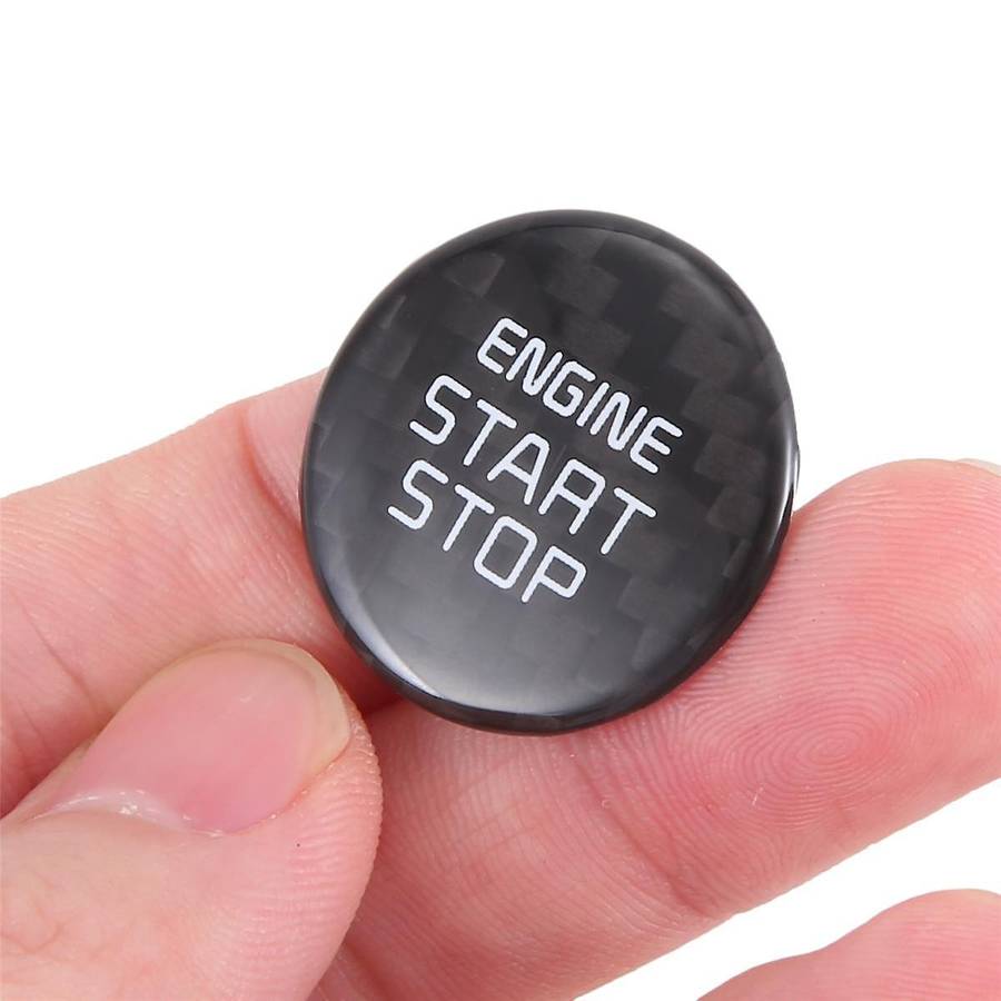 Real Carbon -Key Start Stop Button Engine Button Cover Sticker for 2018-2022 Carbon Fiber Pattern
