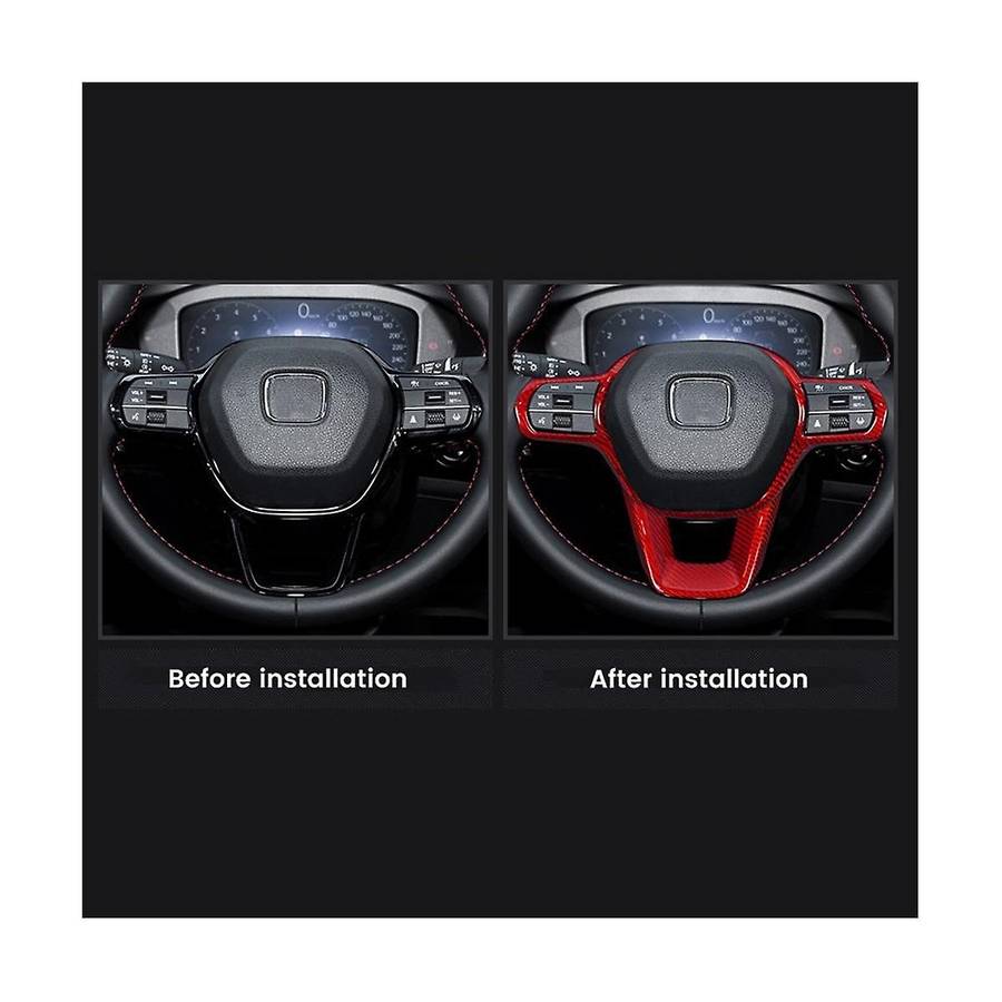 Real Hard Carbon Fiber Car Steering Wheel Panel Frame Cover Trim for 11th Gen 2022(black)