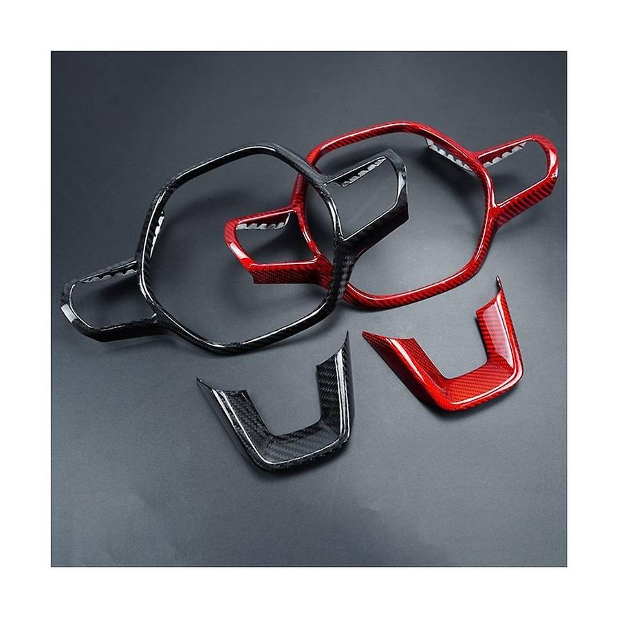 Real Hard Carbon Fiber Car Steering Wheel Panel Frame Cover Trim for 11th Gen 2022(black)