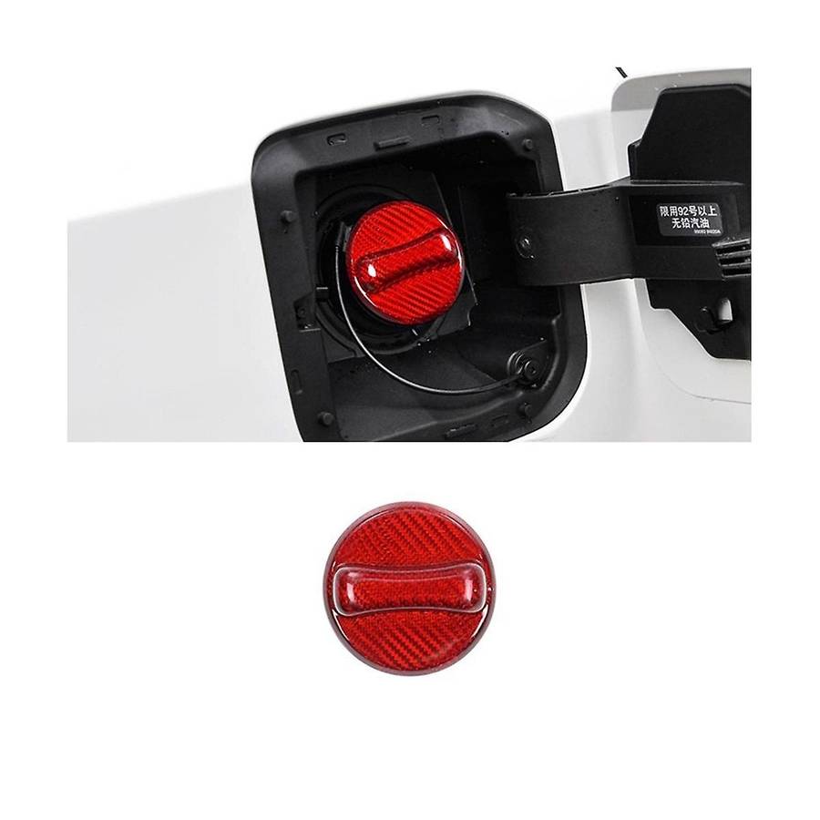 Real Hard Carbon Fiber Sticker Car Gas Fuel Tank Cap Gasoline Cover Accessories for Universial(Red)