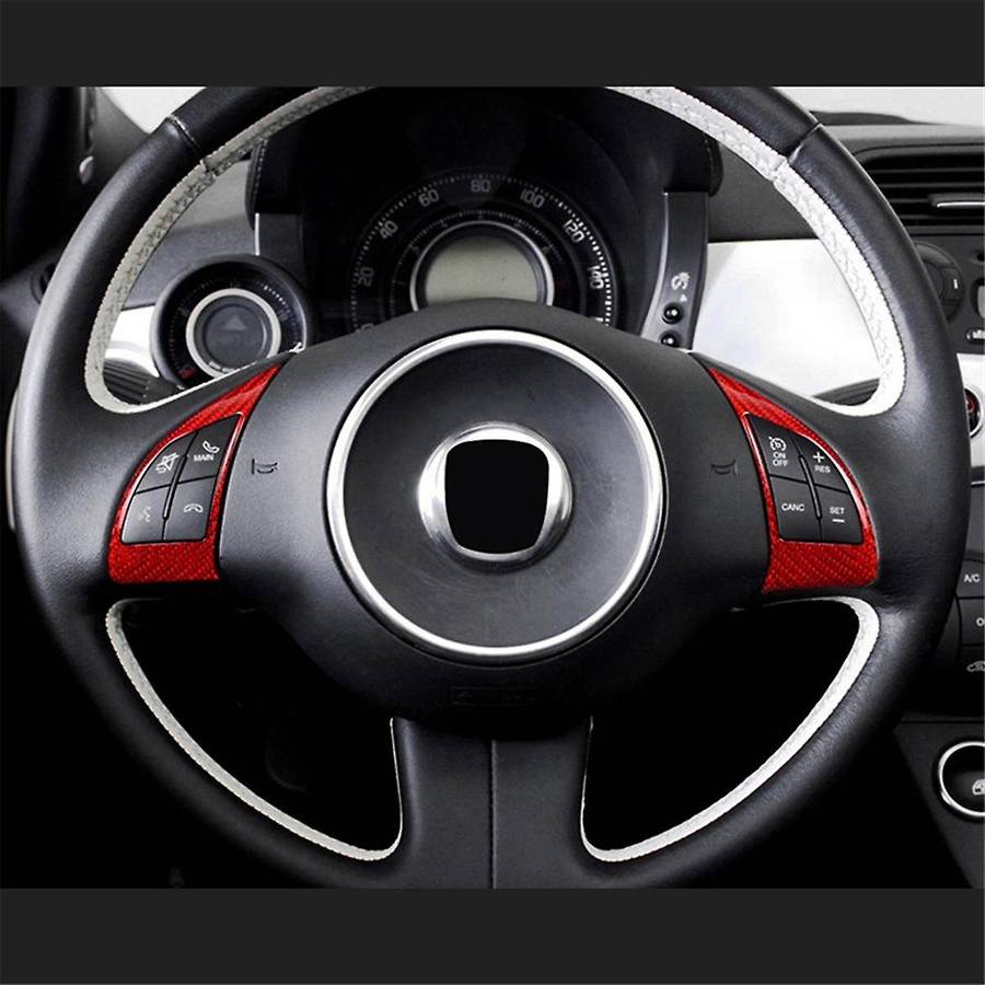 Real Hard Carbon Fiber Sticker for 500 595 2010-2015 Car Steering Wheel Button Interior Trim(B)