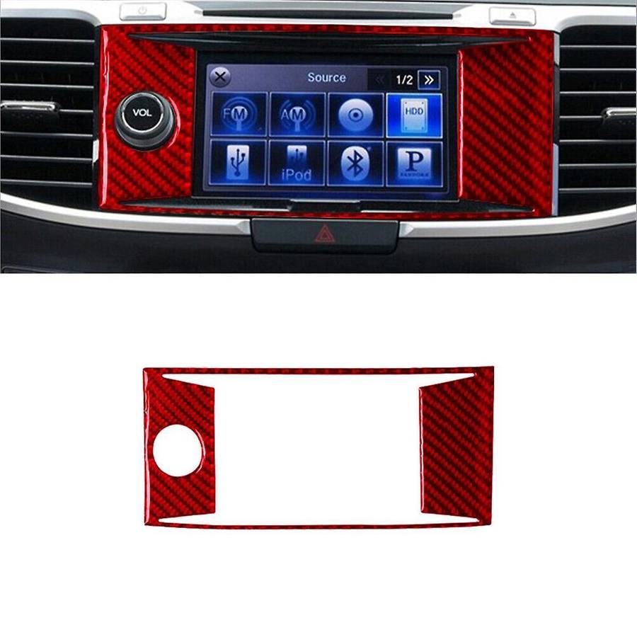 Red Carbon Fiber Central Console Panel Cover Trim for Accord 2013-2017 Type B