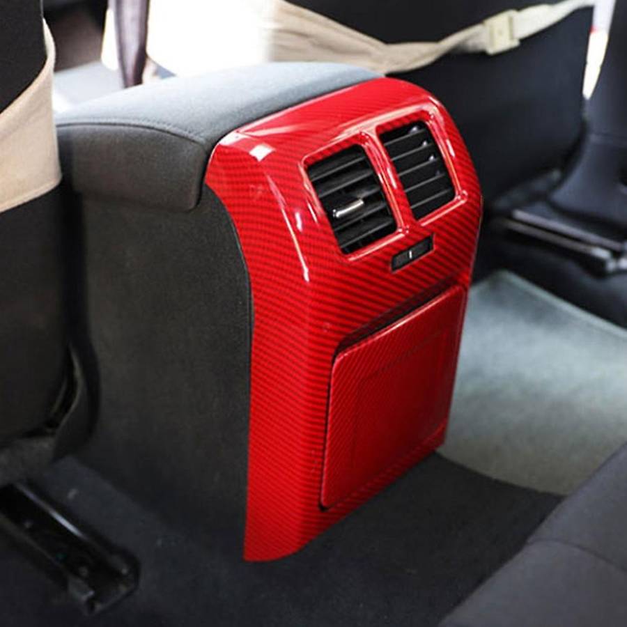 Red Carbon Fiber Rear Air Outlet Vent Trim Protection Cover Anti-Kick Panel for Golf 6 MK6 -2008-201