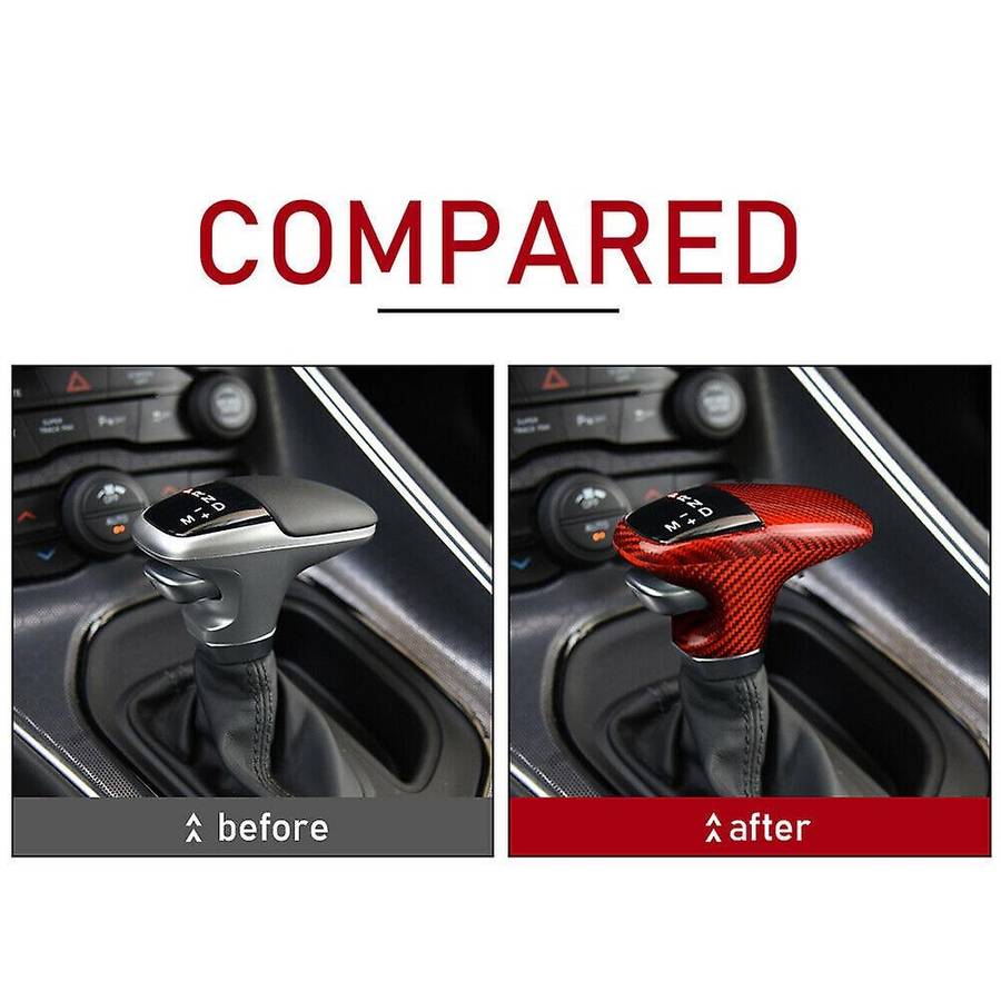 Red Gear Shift Knob Cover Carbon Fiber for Charger 2015-2019