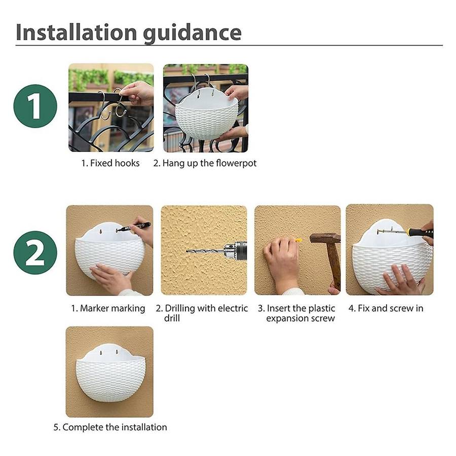 Red Wall Planter Wall-Mounted Planter Semi-Circular Fence Planter with Drain and Hooks Wall-Mounted