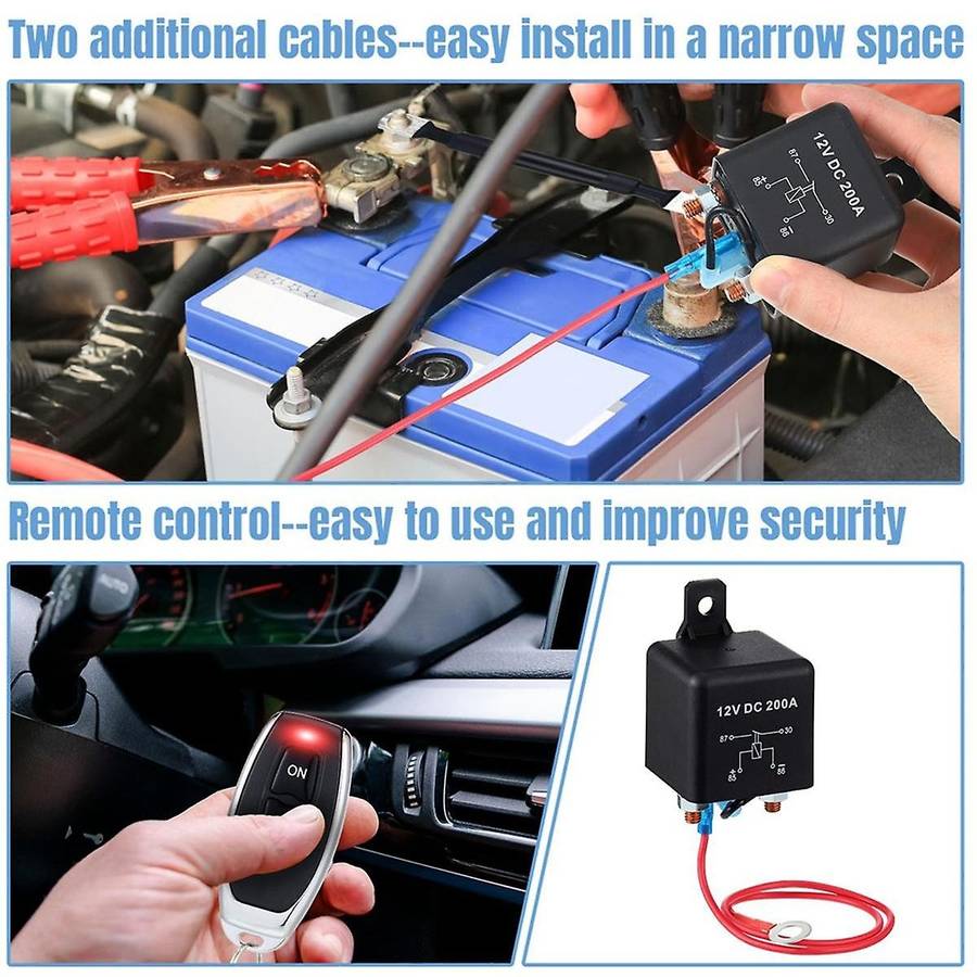 Remote Battery Disconnect Switch Kit 200A DC12V Top Post Negative Anti Theft Car Pause Switch Car Ba