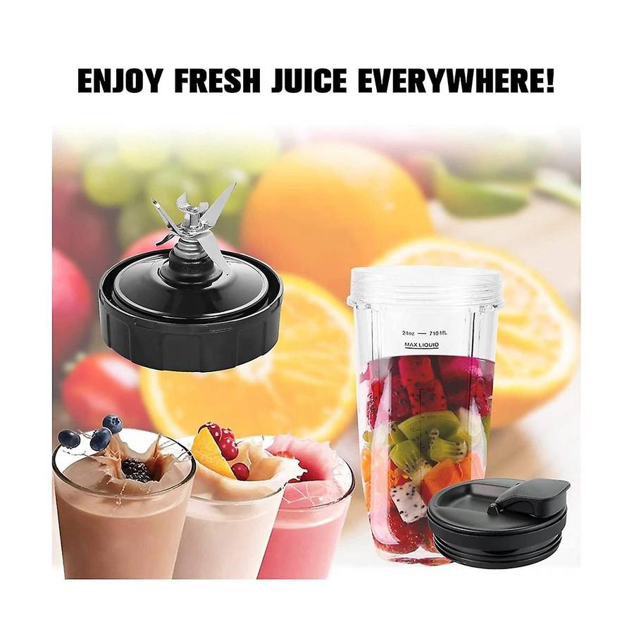 Replacement Blender Cups for Ninja Bn801-24 Oz Cups with 7 Fins Blades Parts Fit Bl480 Bl482 Bl642