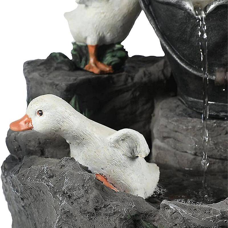 Resin Duck Family Patio Fountain Garden Decoration, Animal Garden Resin Statue for Outdoor Landscap