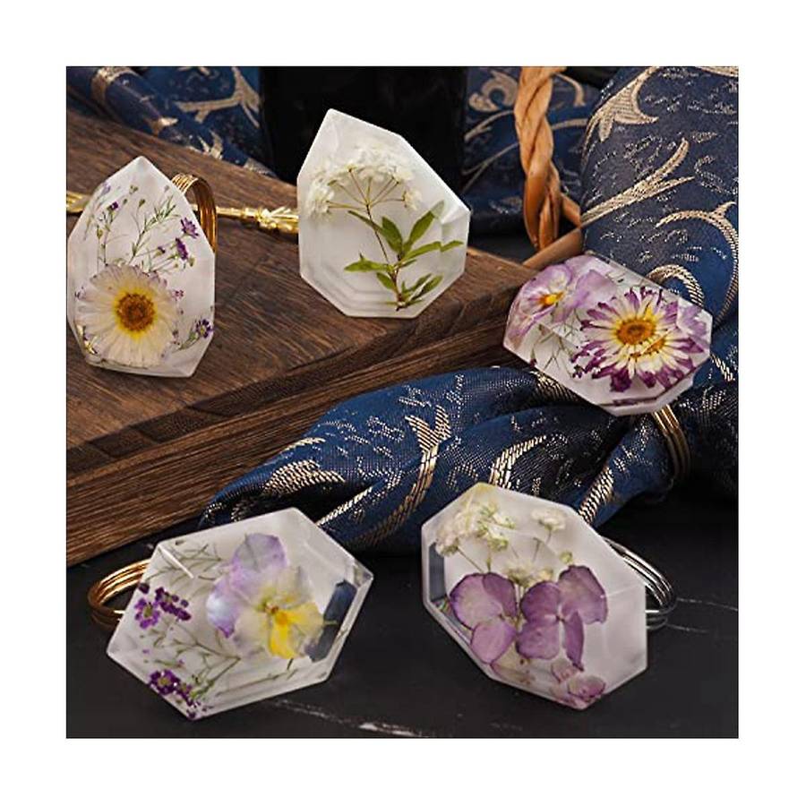 Resin Molds, 24pcs Set, 12pcs Geometric Gemstone Silicone Molds Napkin Rings Wine Stoppers Epoxy Mo