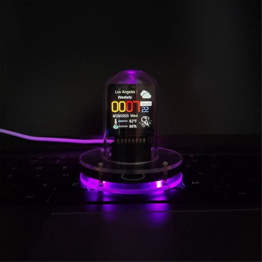 RGB Nixie Tube Clock Smart WIFI Networked LED Light-Emitting IPS Color Screen DIY Analog Digital Tub
