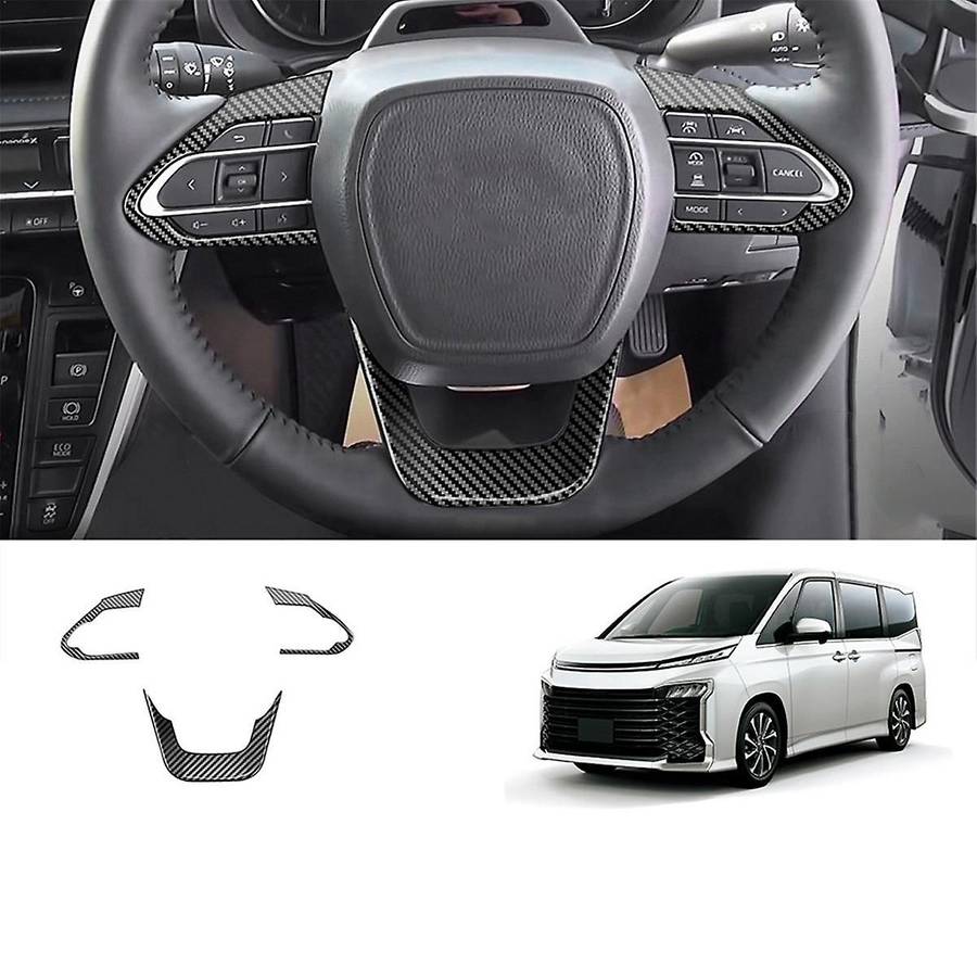 RHD Car Interior Steering Wheel Cover Trim Sticker Kits for Voxy Noah 90 Series 2022 2023+ABS Carbon
