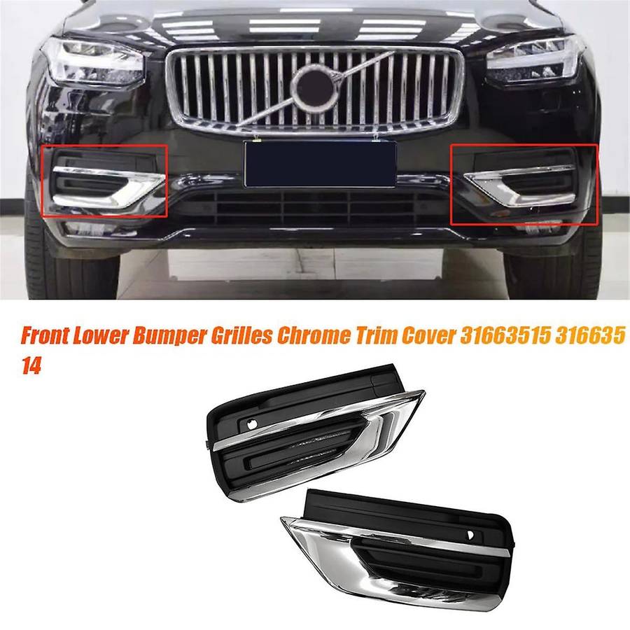 Right Front Lower Bumper Fog Light Grille Trim Chrome Cover 31663515 for XC90 19-22 31663513 3166351
