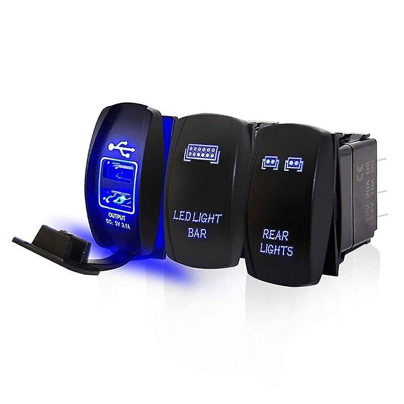 Rocker Switch Rear Lights LED Light Bar 2USB Charger Switch for ATV Can-AM Maverick X3 RZR Boat SUV
