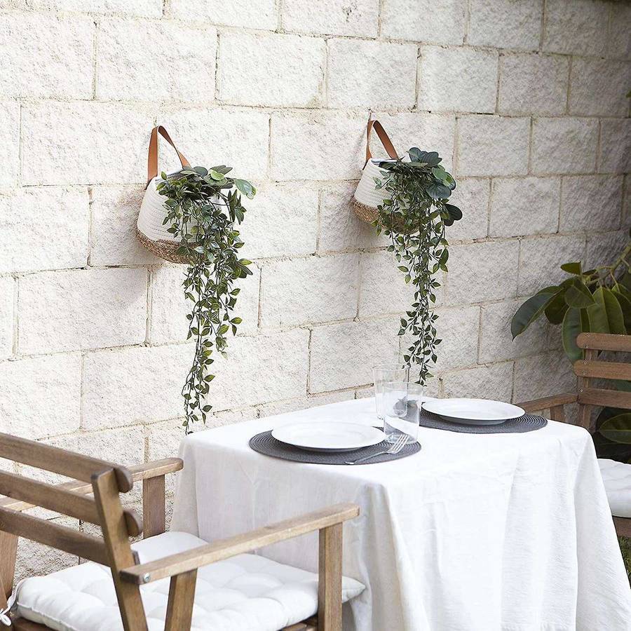 Rope Small Hanging Basket,Wall Mounted Woven Hanging Basket Storage,Hanging Planters Indoor,Hanging
