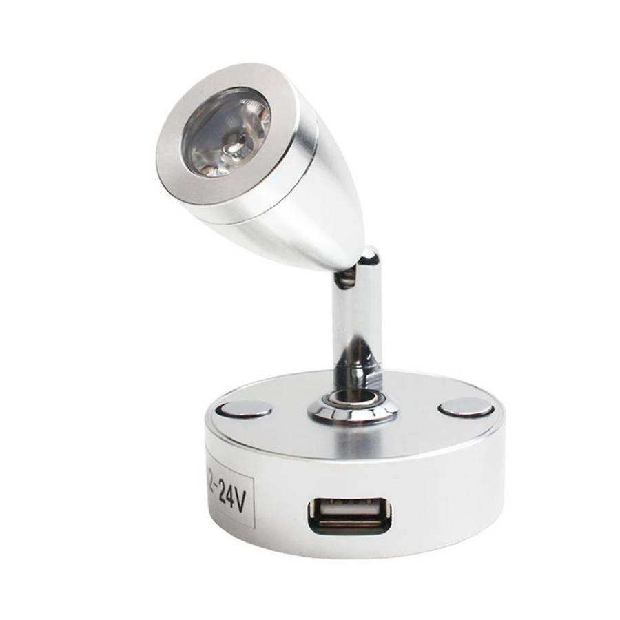 Rotating Reading Light Warm White Car Rotating Wall Light Touch Dimming RV Light Charging Port Boat