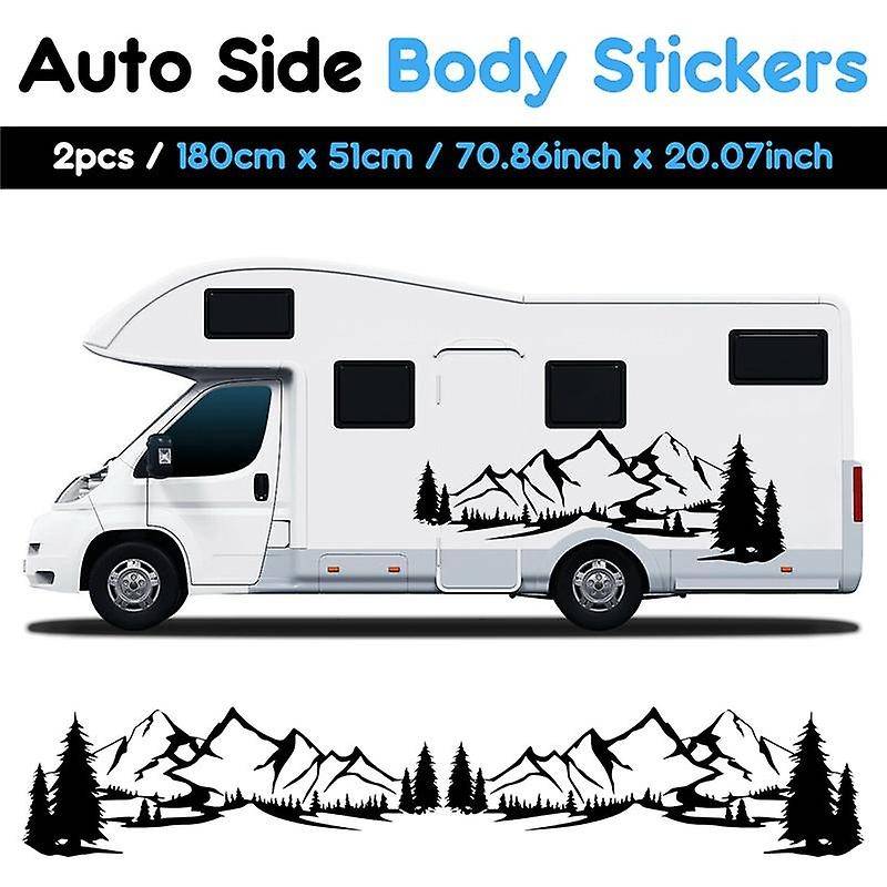 Rv Motorhome Side Body Sticker Diy Mountain Tree Decal Sticker Decoration for Car Trailer