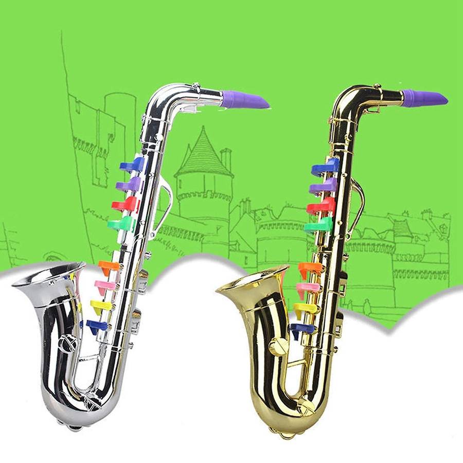 Saxophone 8 Colored Metallic Simulation Props Play Mini Wind Instruments for Children Birthday Toy