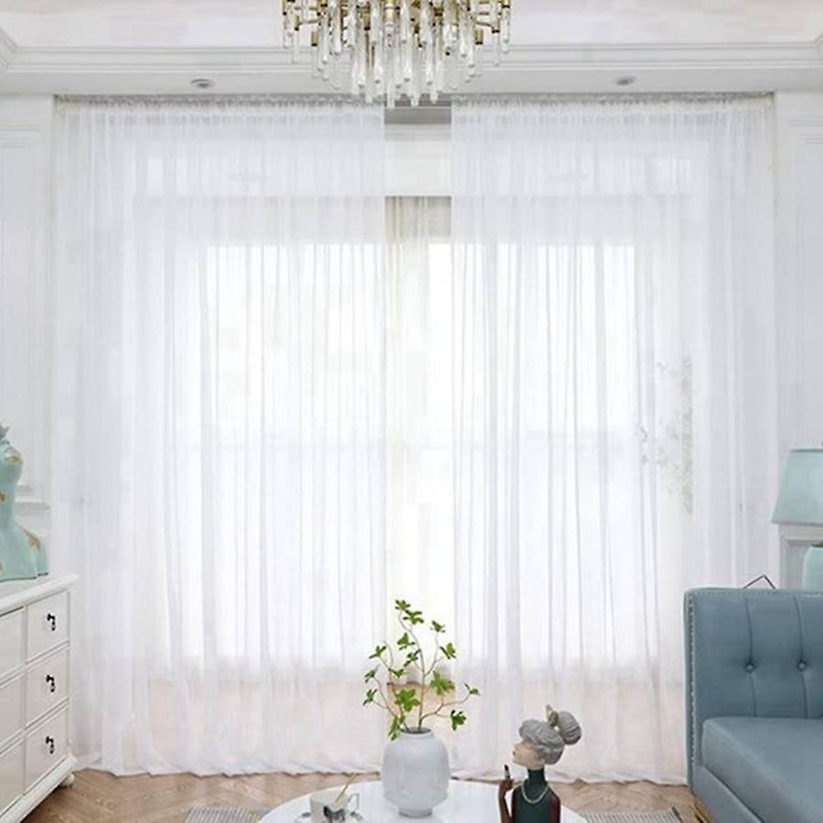 Semi Sheer Curtains - Privacy Curtains Light Filtering Soft Drapes for Bedroom Living Room Bathroom